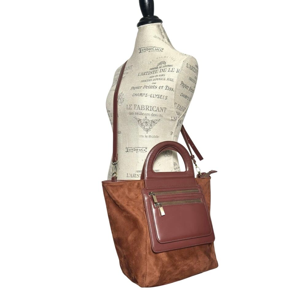 Anthropologie | Women | Flawed Prudence Rust Faux Suede Leather Handle Tote Bag